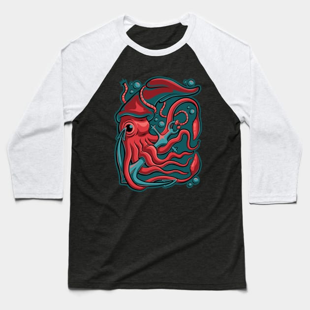 Squid Baseball T-Shirt by StephenHartman
